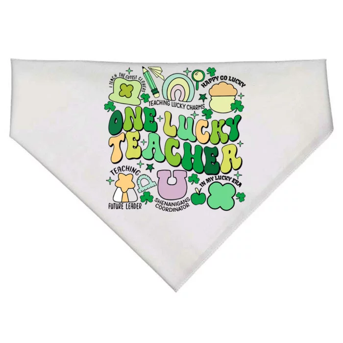 One Lucky Teacher St Patricks Day Irish Teacher Lucky Era USA-Made Doggie Bandana