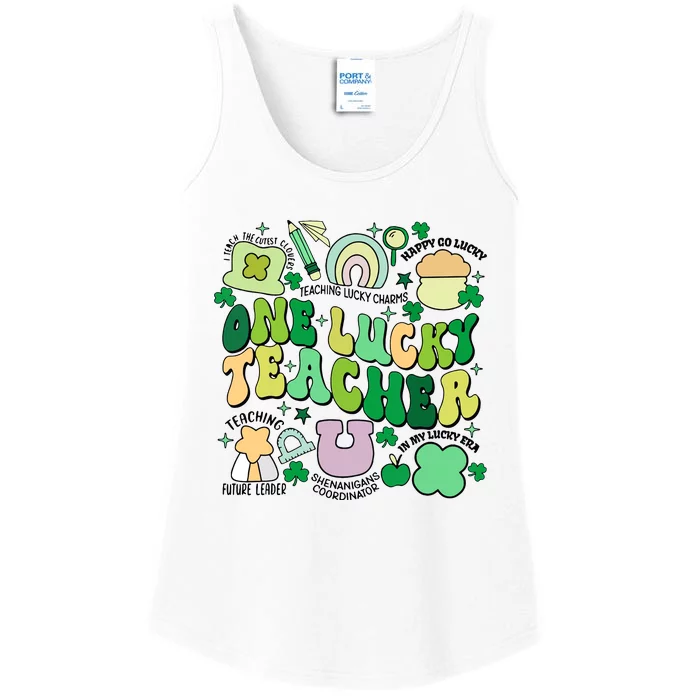 One Lucky Teacher St Patricks Day Irish Teacher Lucky Era Ladies Essential Tank