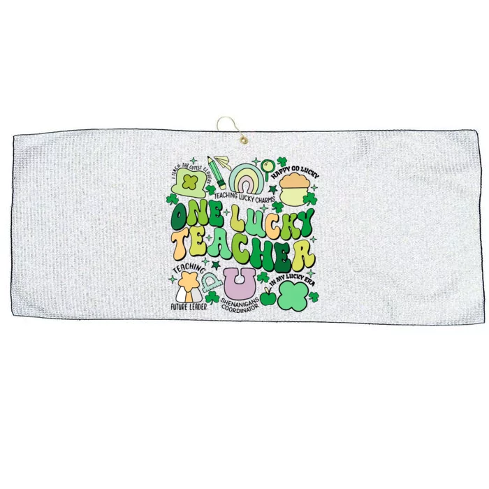 One Lucky Teacher St Patricks Day Irish Teacher Lucky Era Large Microfiber Waffle Golf Towel