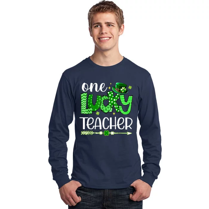 One Lucky Teacher Happy St Patricks Day Cute Green Shamrock Tall Long Sleeve T-Shirt