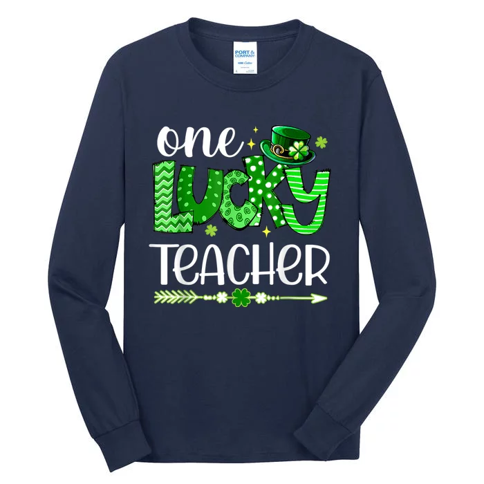 One Lucky Teacher Happy St Patricks Day Cute Green Shamrock Tall Long Sleeve T-Shirt