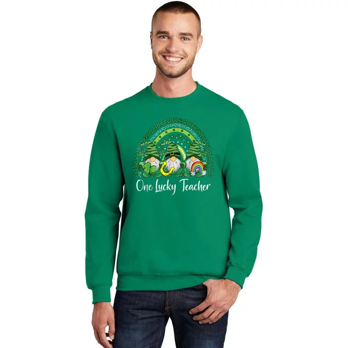 One Lucky Teacher Gnomes Happy St Patricks Day Rainbow Gnome Sweatshirt