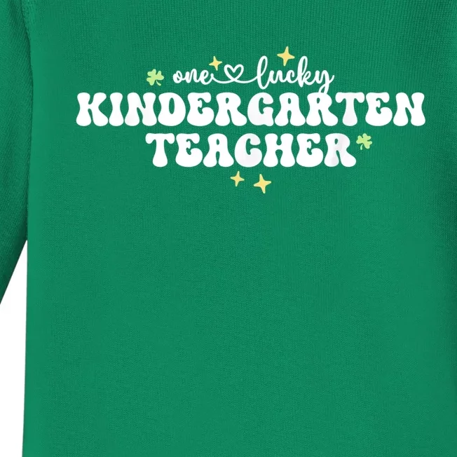 One Lucky Teacher Retro Kindergarten Teacher St Patricks Day Baby Long Sleeve Bodysuit