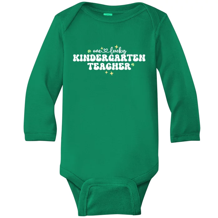 One Lucky Teacher Retro Kindergarten Teacher St Patricks Day Baby Long Sleeve Bodysuit