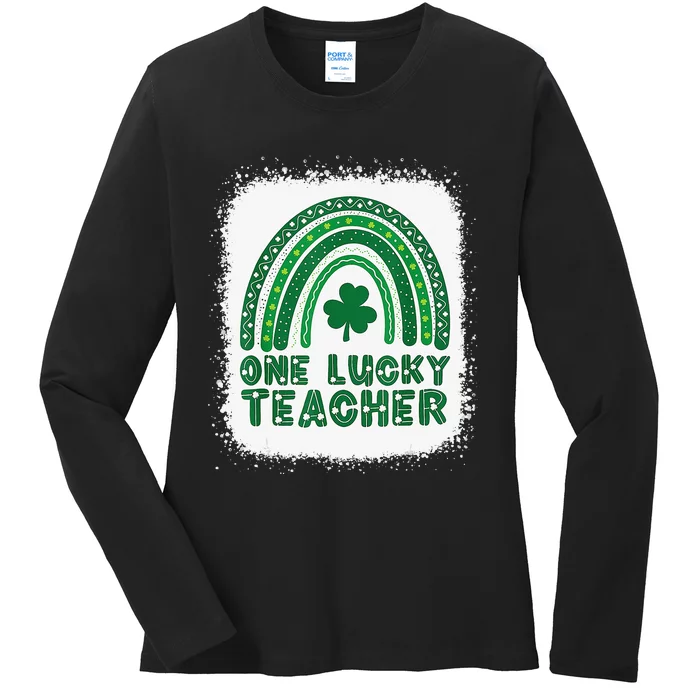 One Lucky Teacher Funny St. Patrick's Day Cute Rainbow Ladies Long Sleeve Shirt