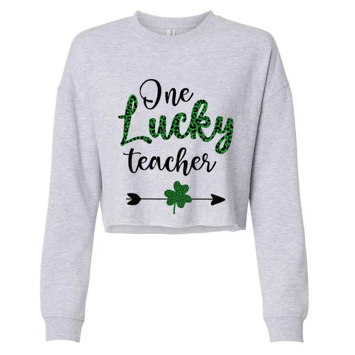 One Lucky Teacher St Patricks Day Gift For Teachers Cropped Pullover Crew