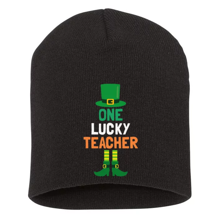 One Lucky Teacher St Patricks Day Teaching Short Acrylic Beanie