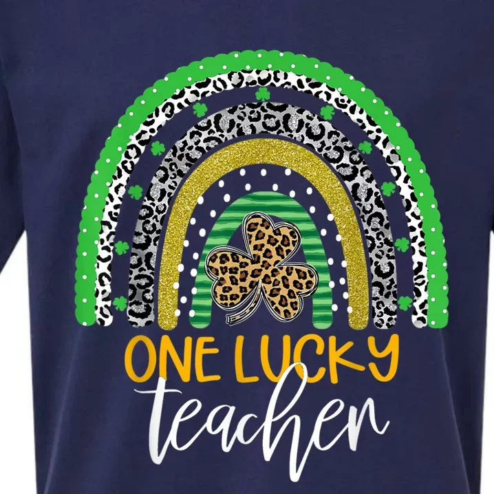 One Lucky Teacher Rainbow Shirt School St Patrick’s Day Sueded Cloud Jersey T-Shirt