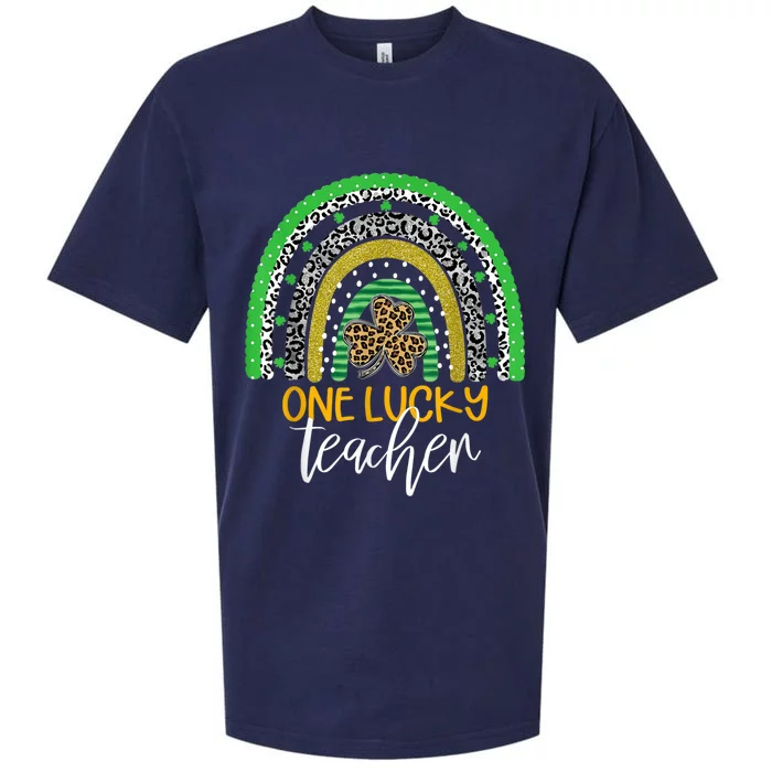 One Lucky Teacher Rainbow Shirt School St Patrick’s Day Sueded Cloud Jersey T-Shirt