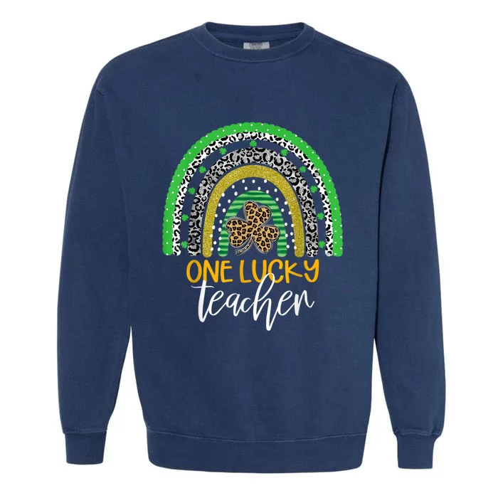 One Lucky Teacher Rainbow Shirt School St Patrick’s Day Garment-Dyed Sweatshirt