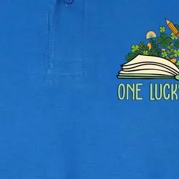 One Lucky Teacher Shamrock Book St Patricks Day Teacher Gift Softstyle Adult Sport Polo