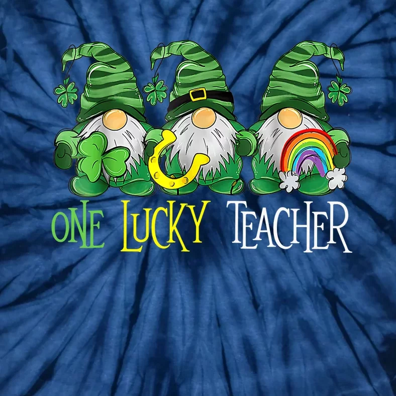 One Lucky Teacher Gnomes Happy St Patrick's Day Gnome Irish Tie-Dye T-Shirt