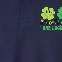 One Lucky Teacher Shamrock St Patrick's Day Groovy Retro Softstyle Adult Sport Polo