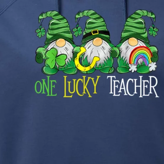 One Lucky Teacher Gnome St Patrick's Day Performance Fleece Hoodie