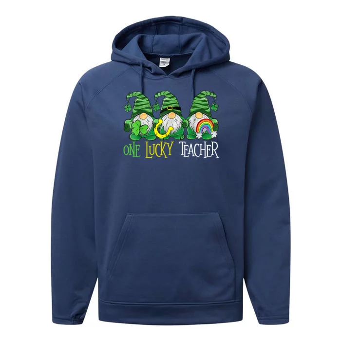 One Lucky Teacher Gnome St Patrick's Day Performance Fleece Hoodie