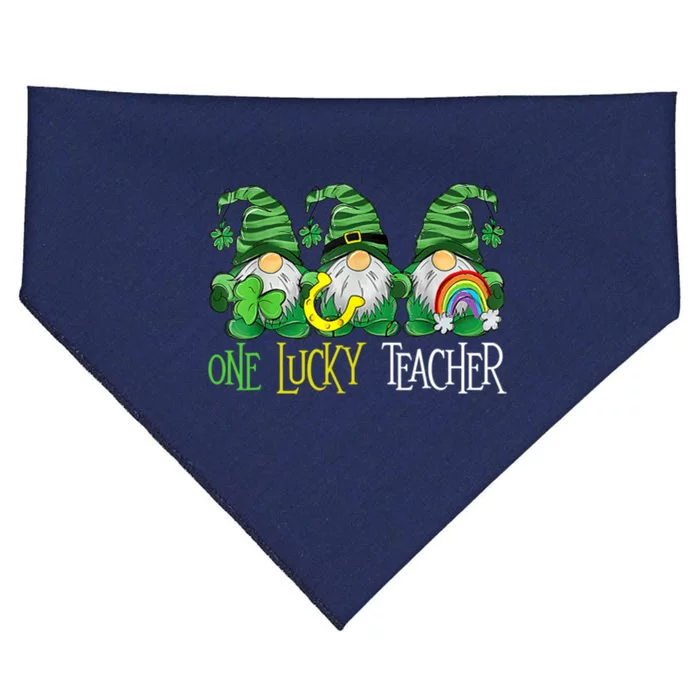 One Lucky Teacher Gnome St Patrick's Day USA-Made Doggie Bandana