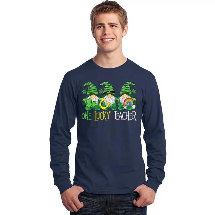 One Lucky Teacher Gnome St Patrick's Day Long Sleeve Shirt