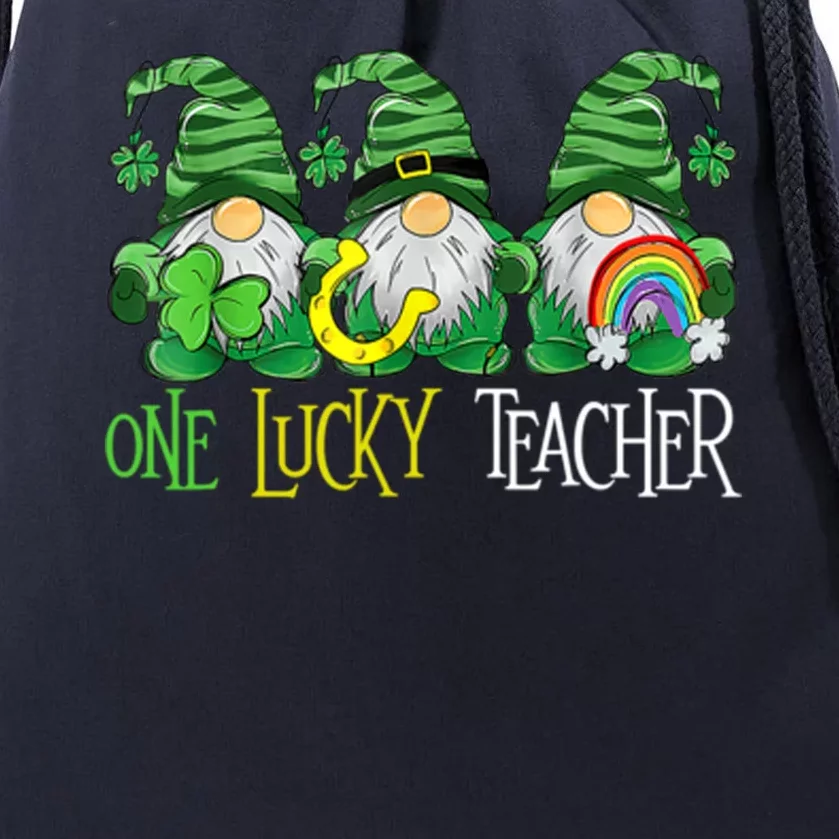 One Lucky Teacher Gnome St Patrick's Day Drawstring Bag