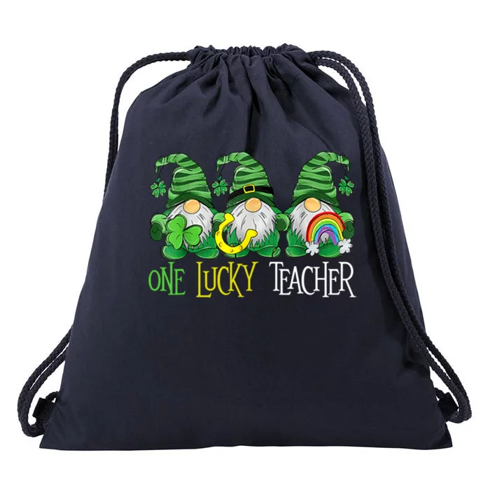 One Lucky Teacher Gnome St Patrick's Day Drawstring Bag