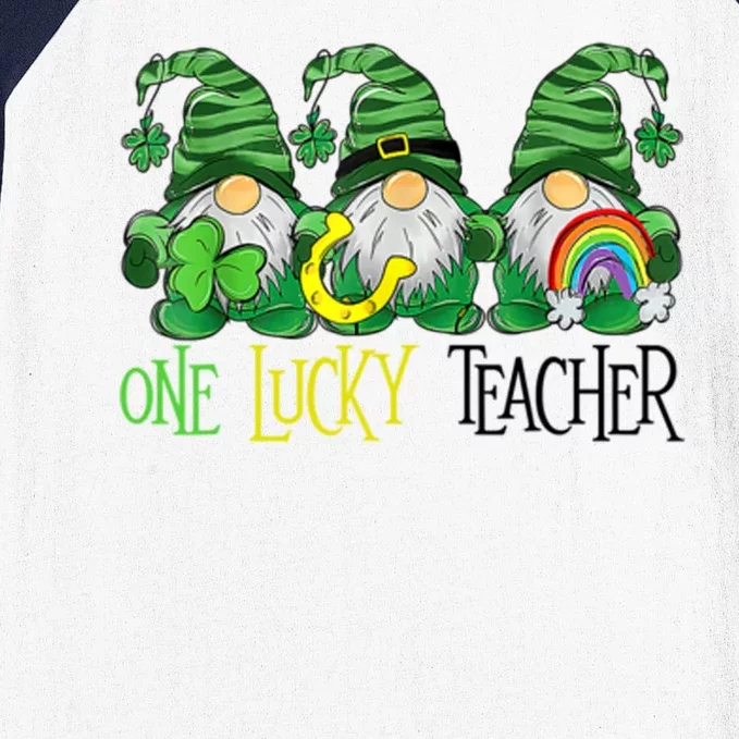 One Lucky Teacher Gnome St Patrick's Day Baseball Sleeve Shirt