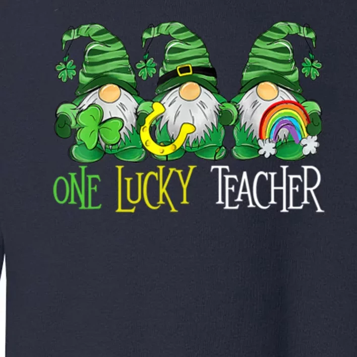 One Lucky Teacher Gnome St Patrick's Day Toddler Sweatshirt