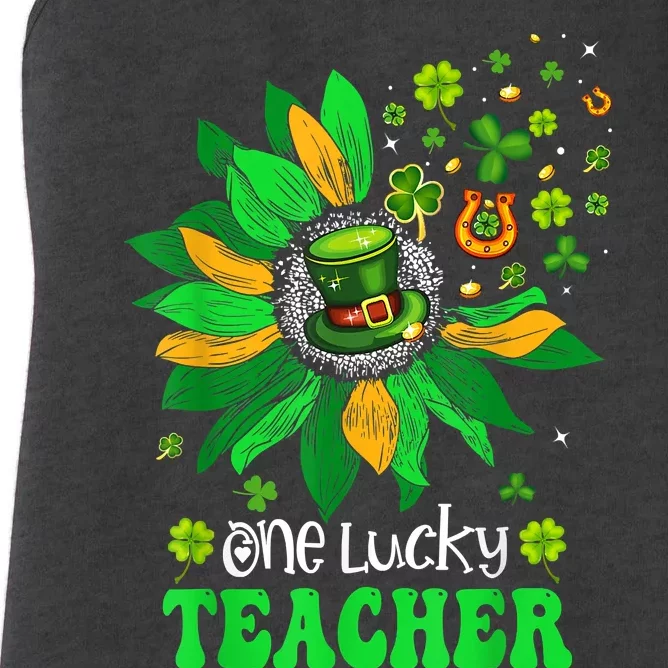 One Lucky Teacher St Patrick's Day Sunflower Women's Racerback Tank