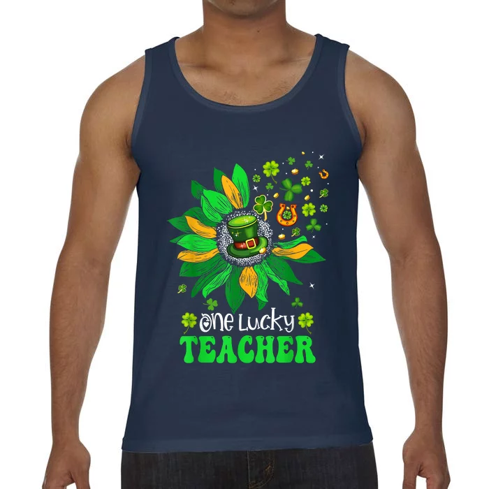 One Lucky Teacher St Patrick's Day Sunflower Comfort Colors® Tank Top