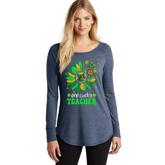 One Lucky Teacher St Patrick's Day Sunflower Women's Perfect Tri Tunic Long Sleeve Shirt