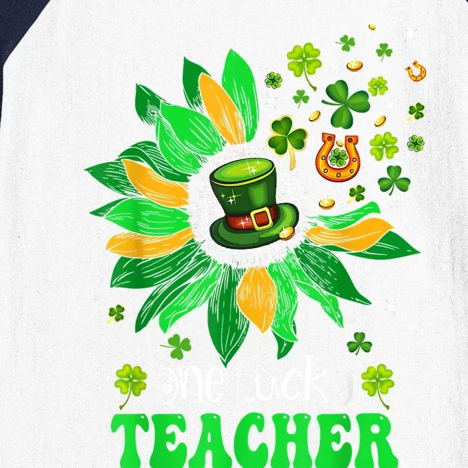 One Lucky Teacher St Patrick's Day Sunflower Baseball Sleeve Shirt