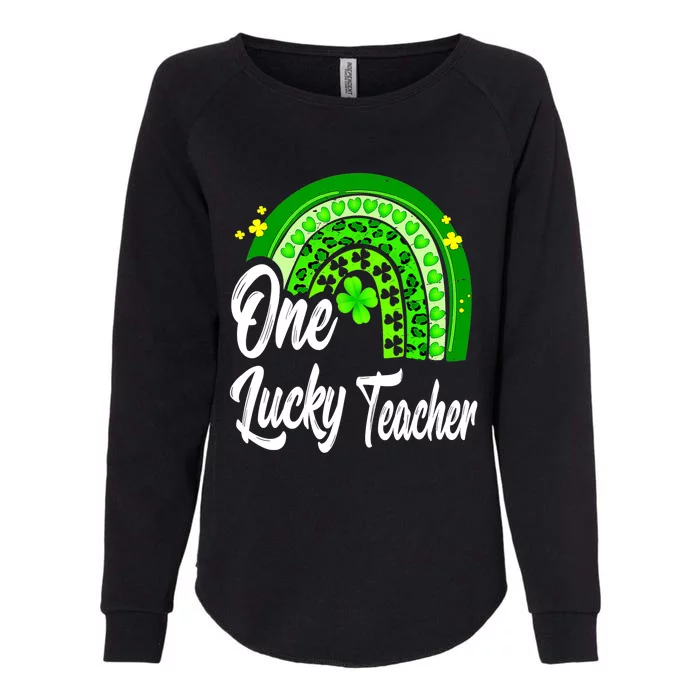 One Lucky Teacher Rainbow Leopard St Patrick’s Day Womens California Wash Sweatshirt