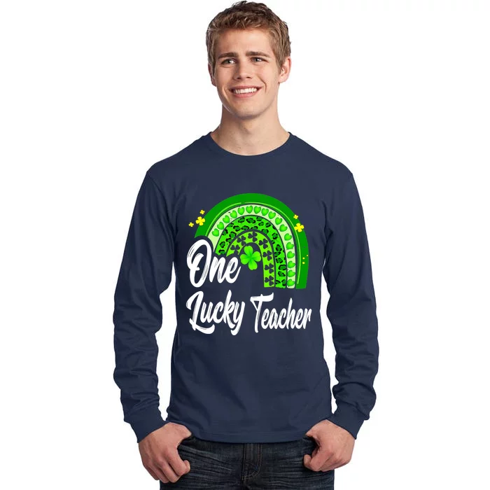 One Lucky Teacher Rainbow Leopard St Patrick’s Day Tall Long Sleeve T-Shirt