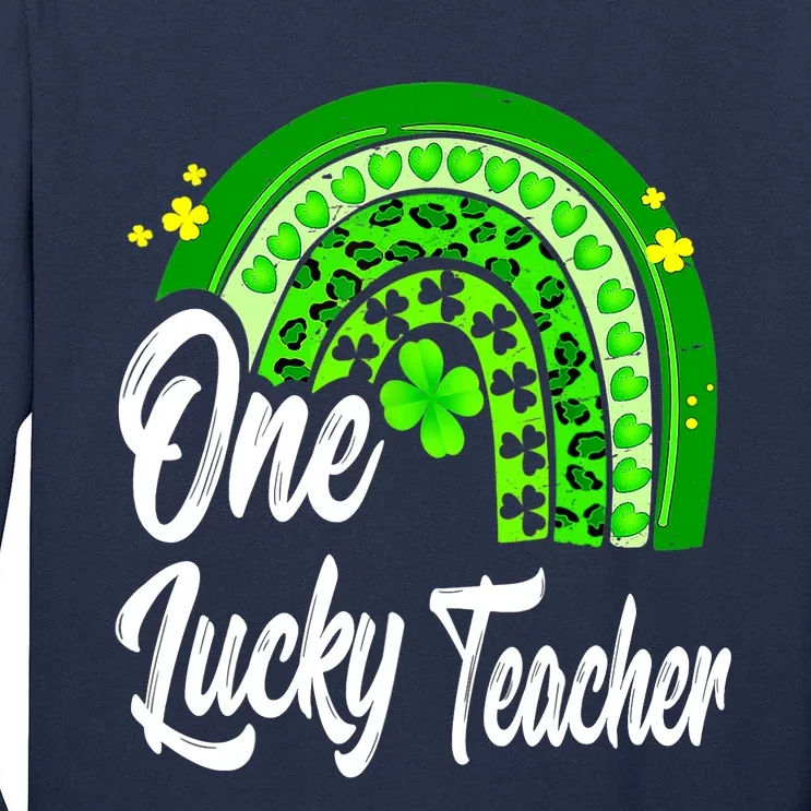 One Lucky Teacher Rainbow Leopard St Patrick’s Day Tall Long Sleeve T-Shirt