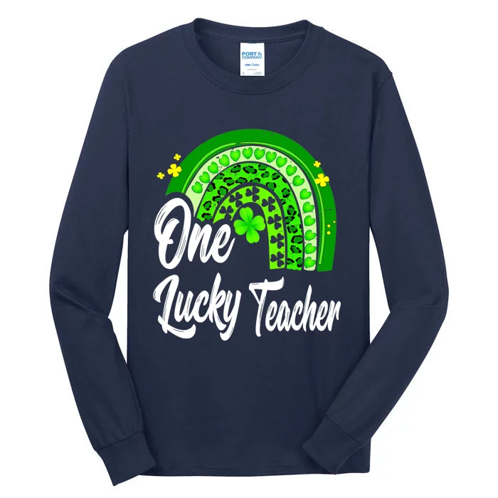 One Lucky Teacher Rainbow Leopard St Patrick’s Day Tall Long Sleeve T-Shirt