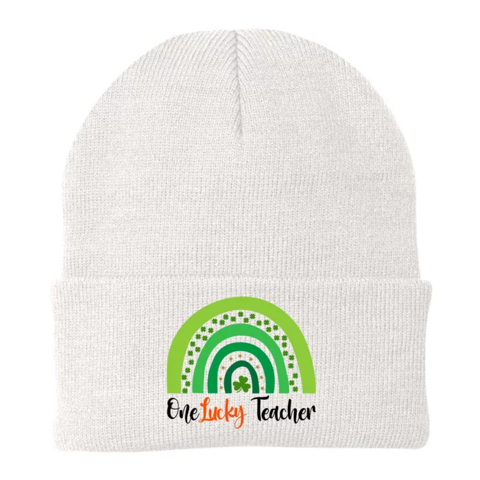 One Lucky Teacher Rainbow Funny St Patrick’s Day Knit Cap Winter Beanie