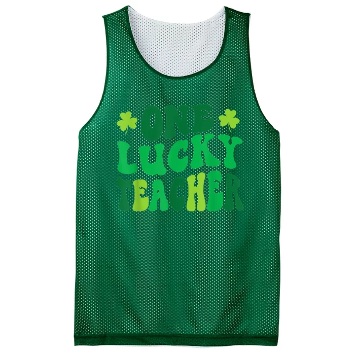 One Lucky Teacher Retro Vintage St Patrick's Day Mesh Reversible Basketball Jersey Tank