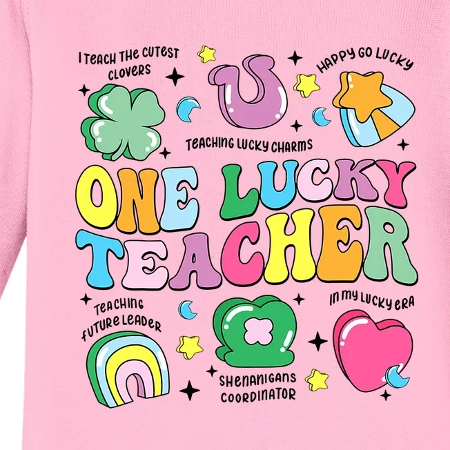 One Lucky Teacher Retro Teacher St PatrickS Day Teaching Baby Long Sleeve Bodysuit