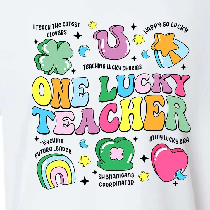 One Lucky Teacher Retro Teacher St PatrickS Day Teaching Sueded Cloud Jersey T-Shirt