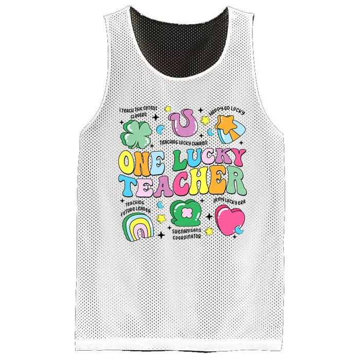 One Lucky Teacher Retro Teacher St PatrickS Day Teaching Mesh Reversible Basketball Jersey Tank