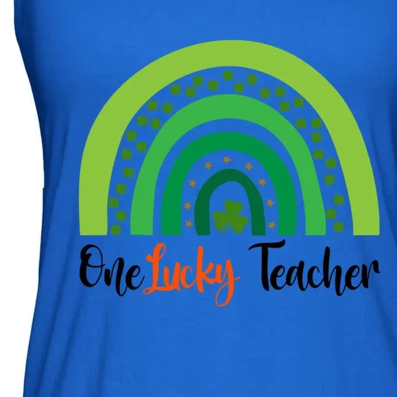 One Lucky Teacher Rainbow Funny St Patrick’s Day Cool Gift Ladies Essential Flowy Tank