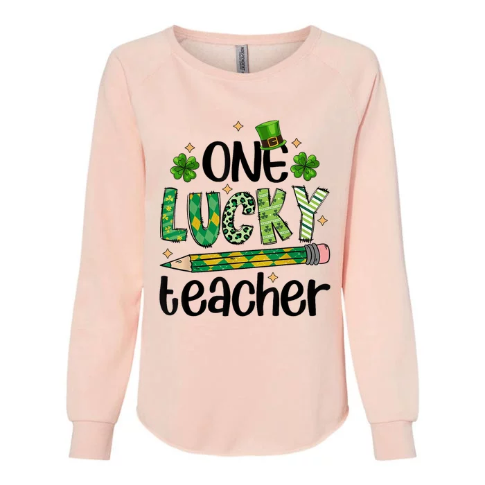 One Lucky Teacher St. Patrick S Day Irish Teacher Shamrock Womens California Wash Sweatshirt