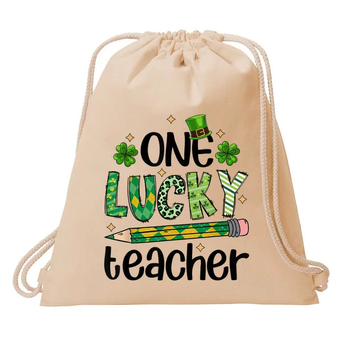 One Lucky Teacher St. Patrick S Day Irish Teacher Shamrock Drawstring Bag