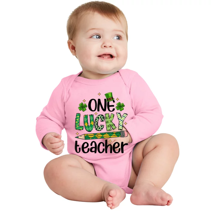 One Lucky Teacher St. Patrick S Day Irish Teacher Shamrock Baby Long Sleeve Bodysuit