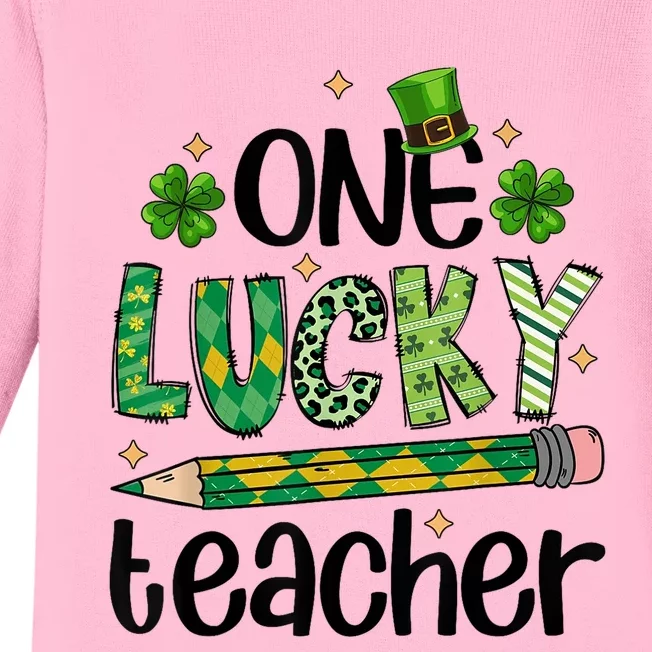 One Lucky Teacher St. Patrick S Day Irish Teacher Shamrock Baby Long Sleeve Bodysuit