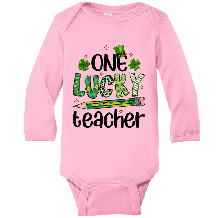 One Lucky Teacher St. Patrick S Day Irish Teacher Shamrock Baby Long Sleeve Bodysuit