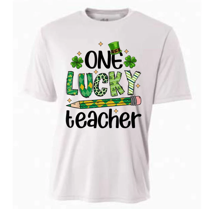 One Lucky Teacher St. Patrick S Day Irish Teacher Shamrock Cooling Performance Crew T-Shirt