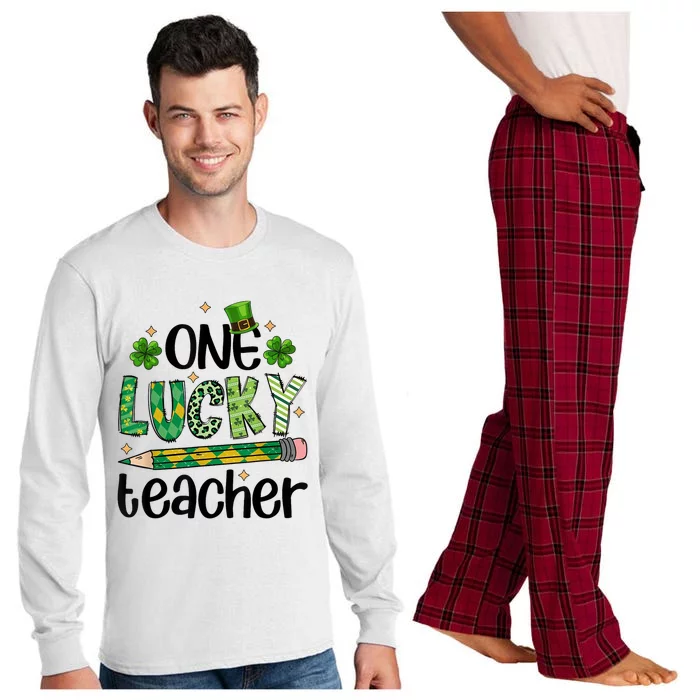 One Lucky Teacher St. Patrick S Day Irish Teacher Shamrock Long Sleeve Pajama Set