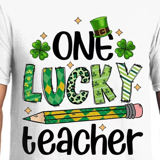 One Lucky Teacher St. Patrick S Day Irish Teacher Shamrock Pajama Set