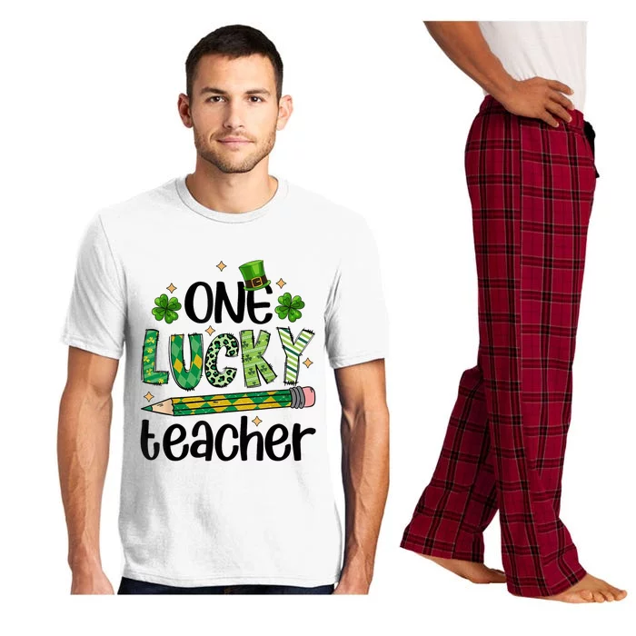 One Lucky Teacher St. Patrick S Day Irish Teacher Shamrock Pajama Set