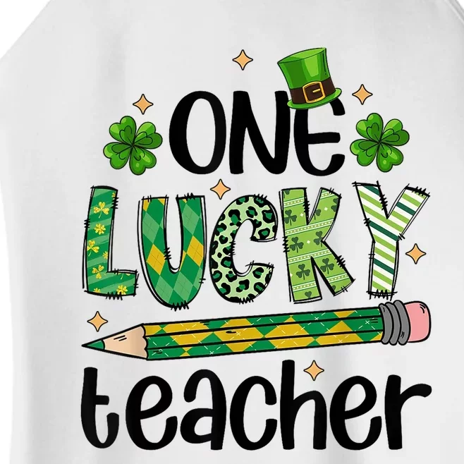 One Lucky Teacher St. Patrick S Day Irish Teacher Shamrock Women’s Perfect Tri Rocker Tank