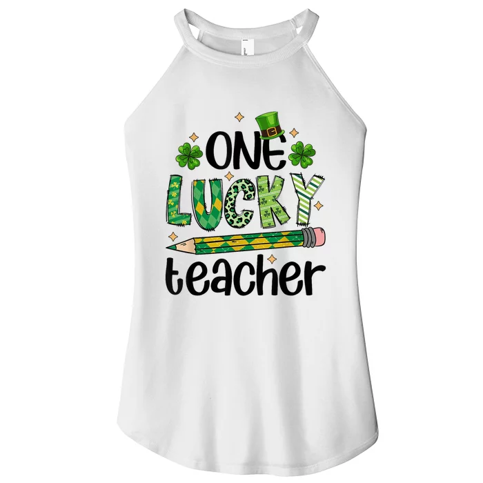 One Lucky Teacher St. Patrick S Day Irish Teacher Shamrock Women’s Perfect Tri Rocker Tank